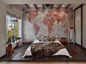 Beautiful world wallpaper for bedroom design