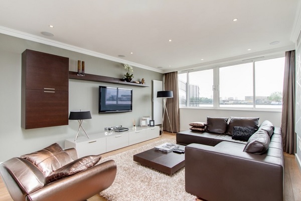 Brown living room interior design photo